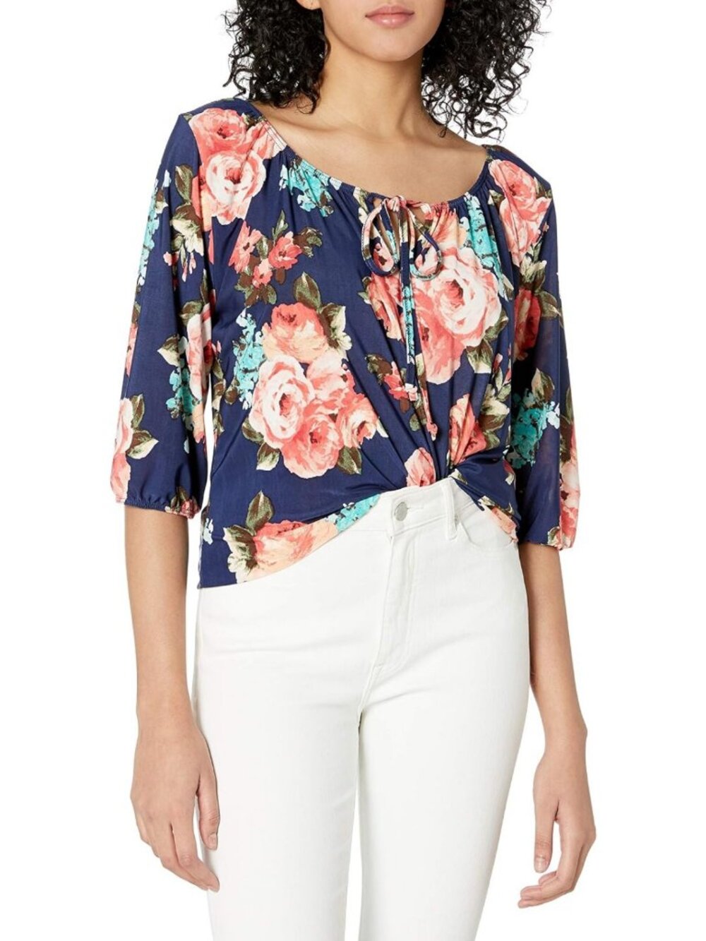 Chic Women's 3/4 Sleeve Peasant Top - Boho Style, Casual Fashion, Lightweight